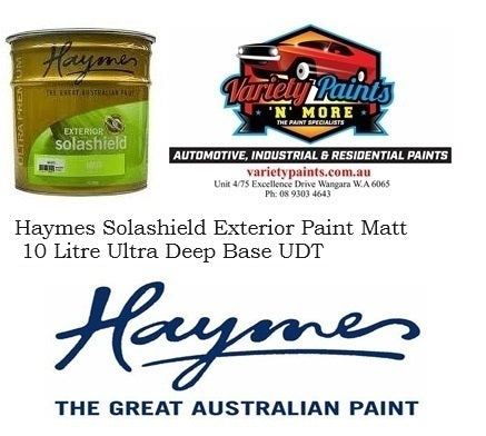 Haymes Solashield Exterior Paint Matt 10 Litre Ultra Deep Base UDT