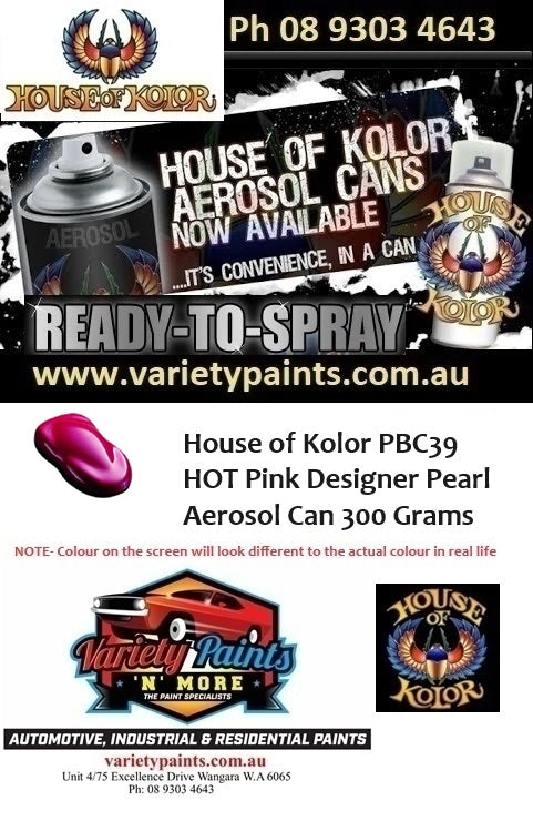 House of Kolor PBC39 HOT Pink Designer Pearl Aerosol Can 300 Grams