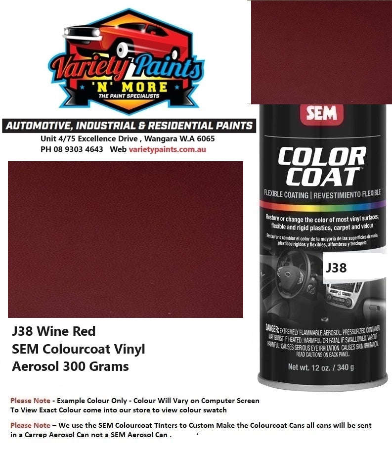 J38 Wine Red SEM Colourcoat Vinyl Aerosol 300 Grams
