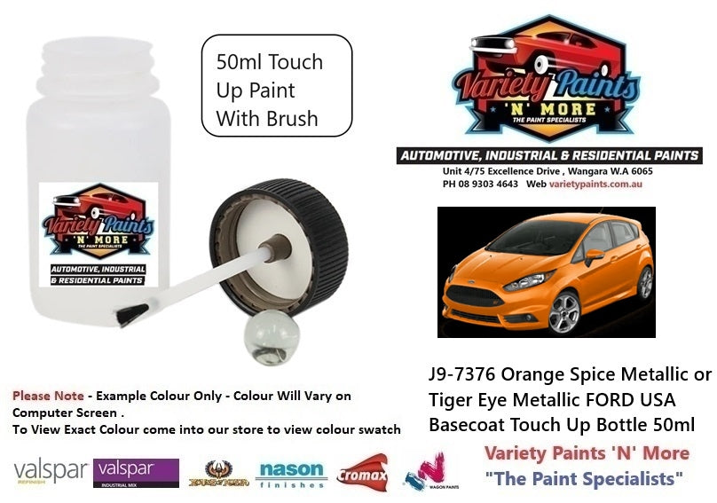 J9-7376 Orange Spice Metallic or Tiger Eye Metallic FORD USA Basecoat Touch Up Bottle 50ml