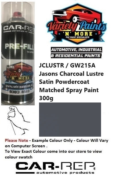 GW215A Jasons Charcoal Lustre Satin Powdercoat Matched Spray Paint 300g JCLUSTR 1IS 9A
