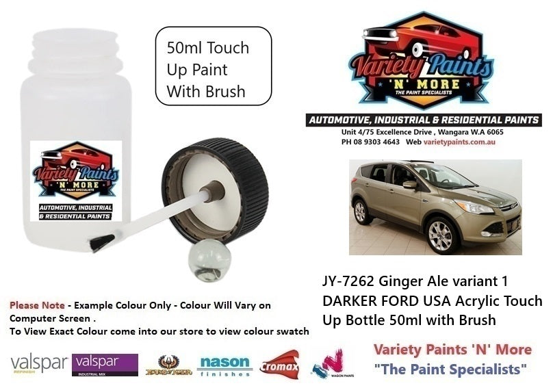 JY-7262 Ginger Ale Variant 1 DARKER FORD USA Acrylic Touch Up Bottle 50ml with Brush