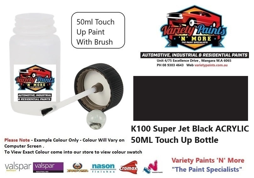 K100 Super Jet Black Gloss ACRYLIC 50ML Touch Up Bottle