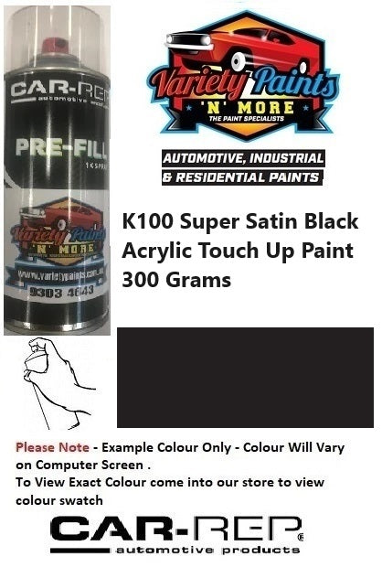K100 Super SATIN Black Acrylic Touch Up Paint 300 Grams