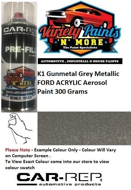 K1 Gunmetal Grey Metallic FORD ACRYLIC Aerosol Paint 300 Grams