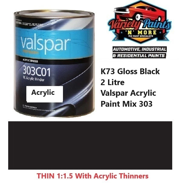 K73 Gloss Black 2 Litre Valspar Acrylic Paint Mix 303