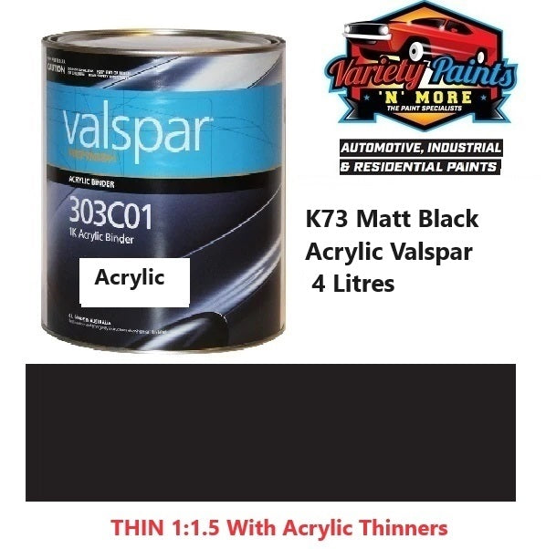 K73 Matt Black Acrylic Valspar 4 Litres
