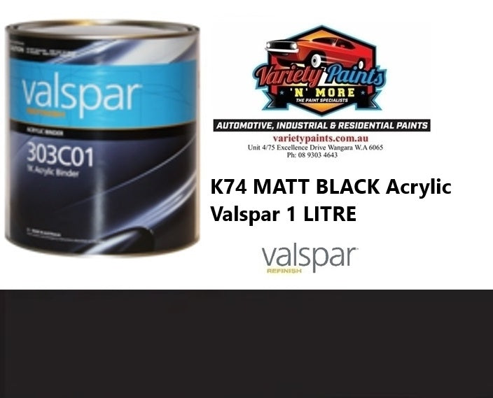 K74 Valspar Matt Black Acrylic 1 Litre