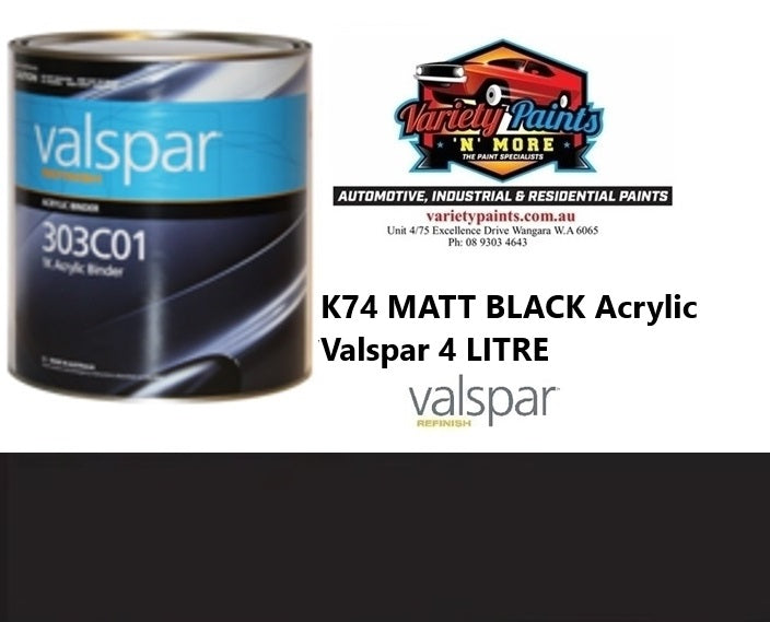 K74 Valspar Matt Black Acrylic 4 Litres
