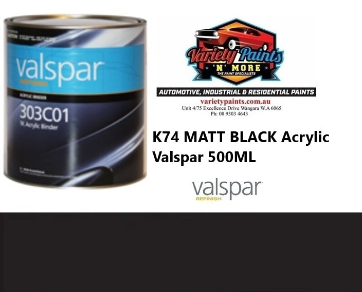 K74 Valspar Matt Black Acrylic 500ML