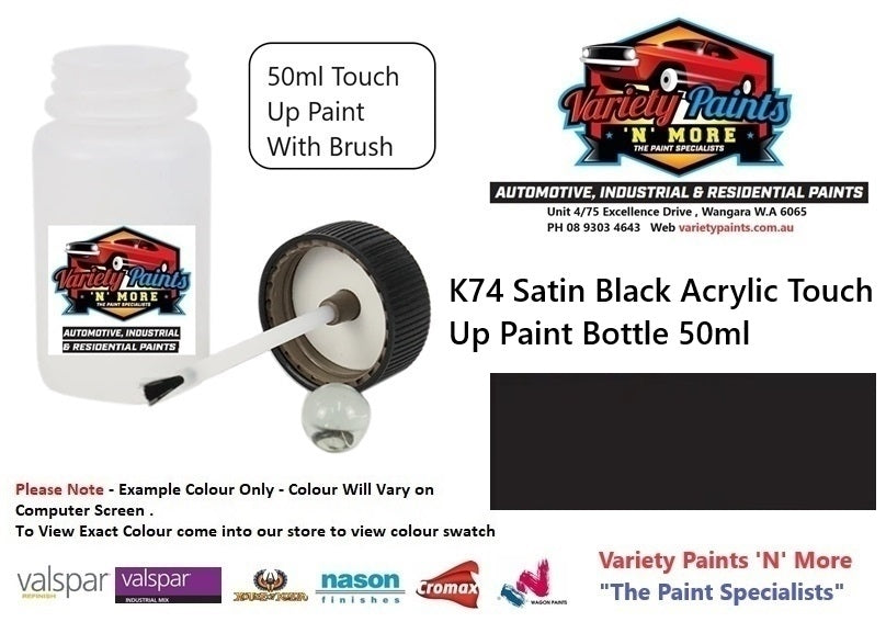 K74 Satin Black Acrylic Touch Up Paint Bottle 50ml