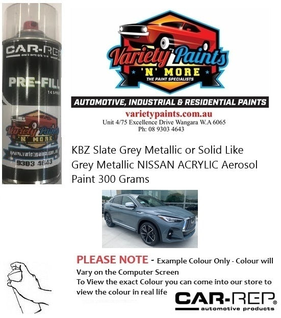 KBZ Slate Grey Metallic or Solid Like Grey Metallic NISSAN ACRYLIC Aerosol Paint 300 Grams