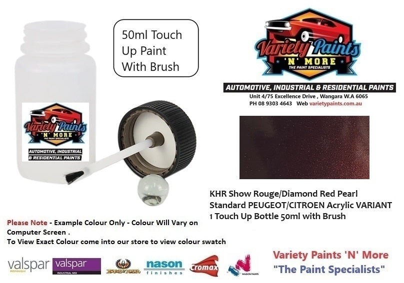 KHR Show Rouge/Diamond Red Pearl Standard PEUGEOT/CITROEN Acrylic VARIANT 1 Touch Up Bottle 50ml with Brush