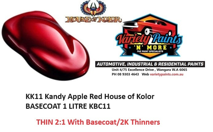 KK11 Kandy Apple Red House of Kolor BASECOAT 1 litre KBC11