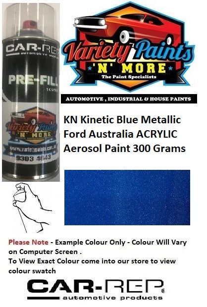 KN Kinetic Blue Metallic Ford Australia ACRYLIC Aerosol Paint 300 Grams