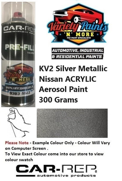 KV2 Silver Metallic Nissan Basecoat Aerosol Paint 300 Grams