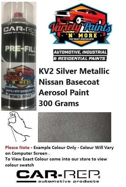 KV2 Silver Metallic Nissan Basecoat Aerosol Paint 300 Grams 1IS 3A
