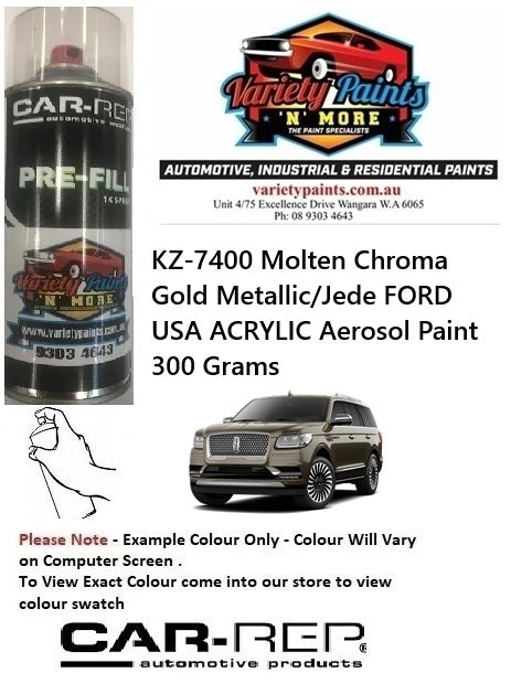 KZ-7400 Molten Chroma Gold Metallic/Jede FORD USA Acrylic Aerosol Paint 300 Grams