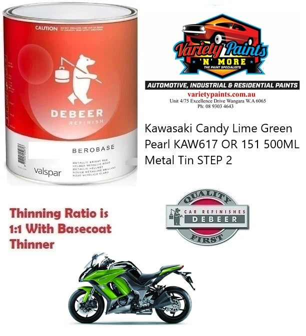 Kawasaki Candy Lime Green Pearl KAW617 OR 151 500ML Metal Tin STEP 2