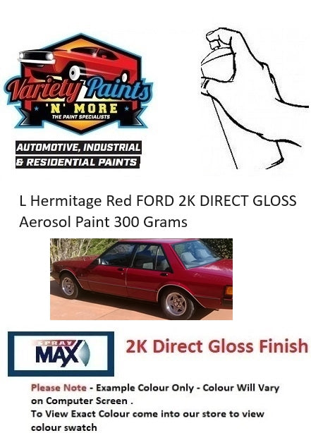 L Hermitage Red FORD 2K DIRECT GLOSS Aerosol Paint 300 Grams
