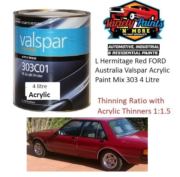 L Hermitage Red FORD Australia Valspar Acrylic Paint Mix 303 4 Litre
