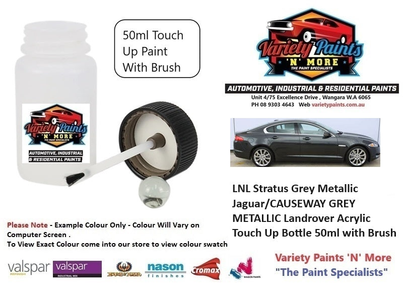 LNL Stratus Grey Metallic Jaguar/CAUSEWAY GREY METALLIC Landrover Acrylic Touch Up Bottle 50ml with Brush