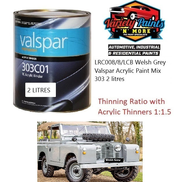 LRC008/8/LCB Welsh Grey Valspar Acrylic Paint Mix 303 2 litres