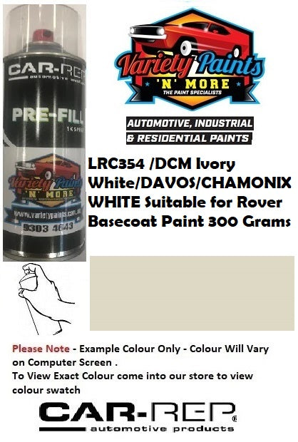 LRC354 /DCM Ivory White/DAVOS/CHAMONIX WHITE Suitable for Rover BASECOAT Paint 300 Grams