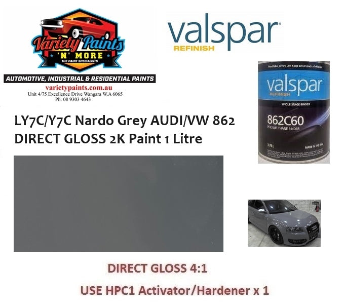 LY7C/Y7C Nardo Grey AUDI/VW 862 DIRECT GLOSS 2K Paint 1 Litre