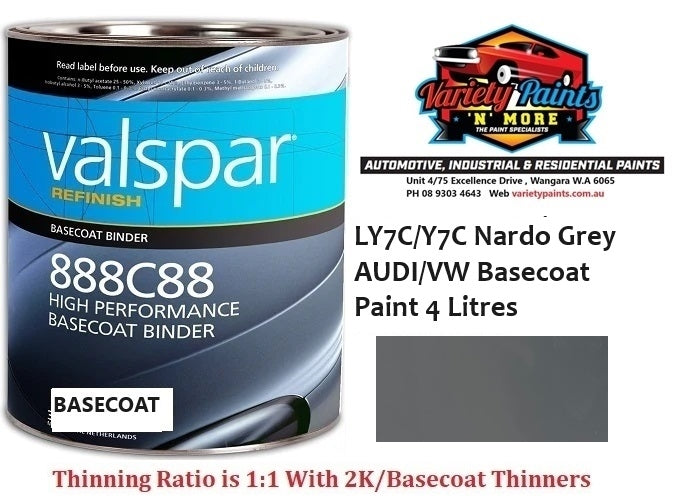 LY7C/Y7C Nardo Grey AUDI/VW Basecoat Paint 4 Litres