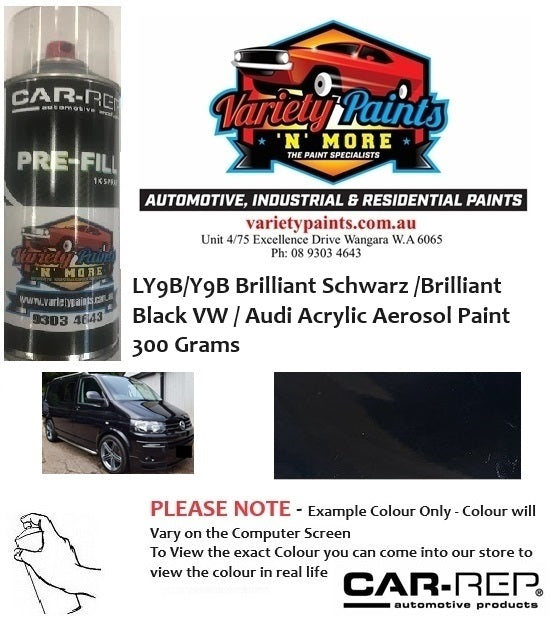 LY9B/Y9B Brilliant Schwarz /Brilliant Black VW / Audi ACRYLIC Aerosol Paint 300 Grams
