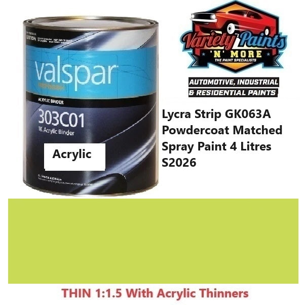 Lycra Strip GK063A Powdercoat Matched Spray Paint 4 Litres S2026