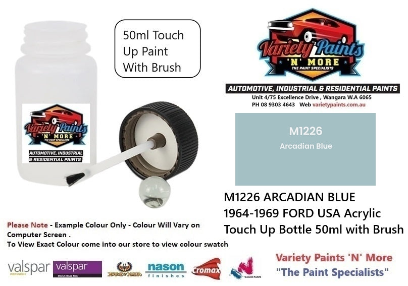 M1226 ARCADIAN BLUE 1964-1969 FORD USA Acrylic Touch Up Bottle 50ml with Brush