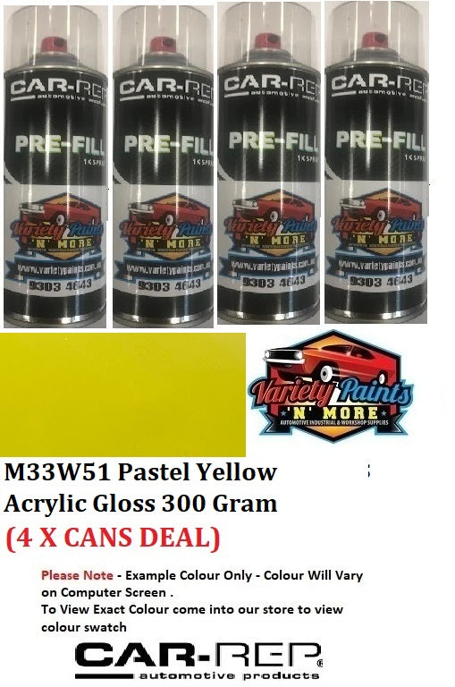 M33W51 Pastel Yellow Acrylic Gloss 300 Gram (4 X CANS DEAL)