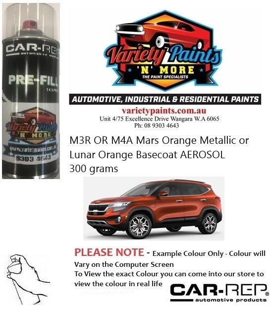 M3R OR M4A Mars Orange Metallic or Lunar Orange Basecoat AEROSOL 300 grams