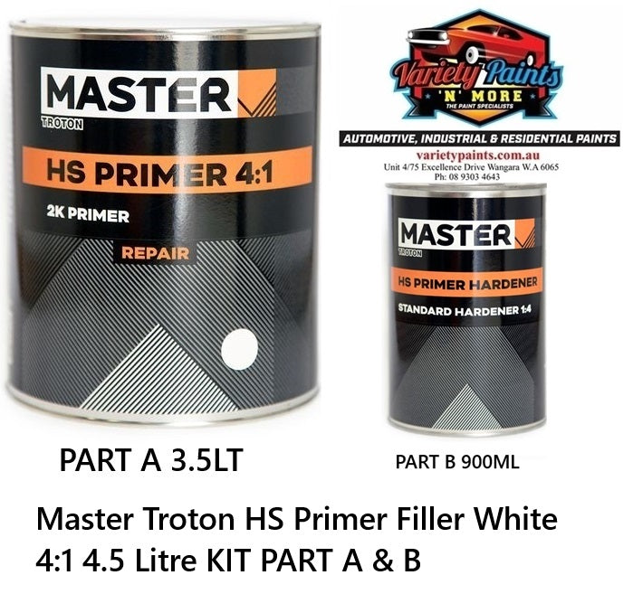 Master Troton HS Primer Filler White 4:1 4.5 Litre KIT PART A & B