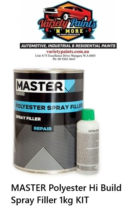 MASTER Troton Polyester Hi Build Spray Filler 1kg KIT