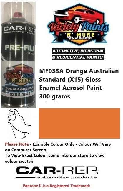 X15 Orange Australian Standard MF035A Gloss Enamel Aerosol Paint 300 gram