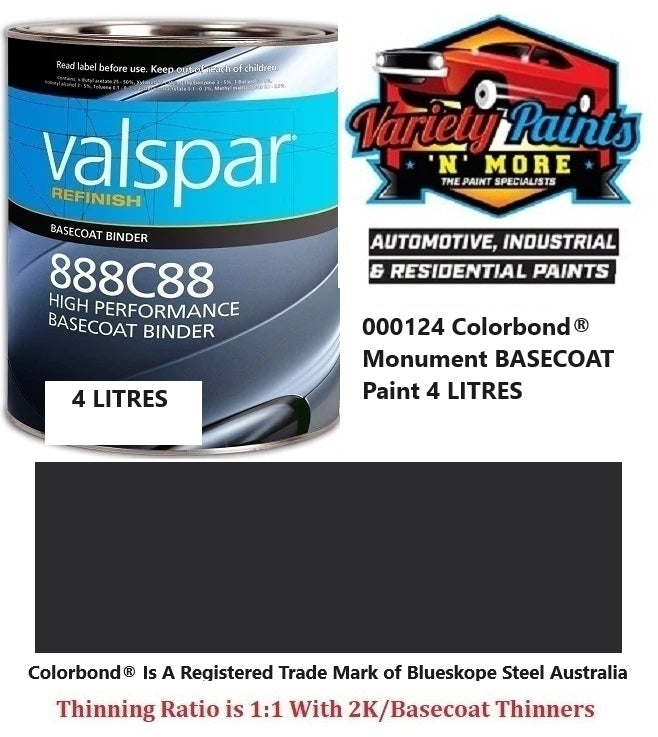 000124 Colorbond® Monument BASECOAT Paint 4 LITRES