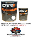 Master DTM WHITE Primer Sealer 4:1 4.5 Litres Kit WET ON WET  Includes PART A & PART B