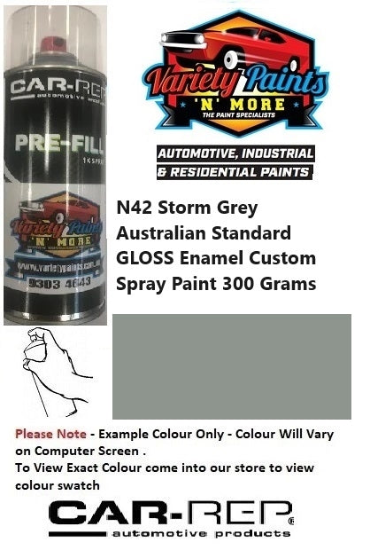 N42 Storm Grey Australian Standard GLOSS Enamel Custom Spray Paint 300 Grams 1IS 11A