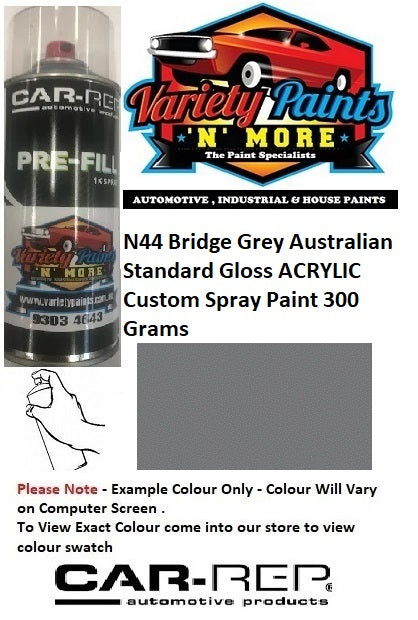 N44 Bridge Grey Australian Standard GLOSS ACRYLIC Custom Spray Paint 300 Grams