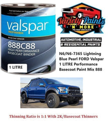 N6/N6-7365 Lightning Blue Pearl FORD Valspar 1 LITRE Performance Basecoat Paint Mix 888