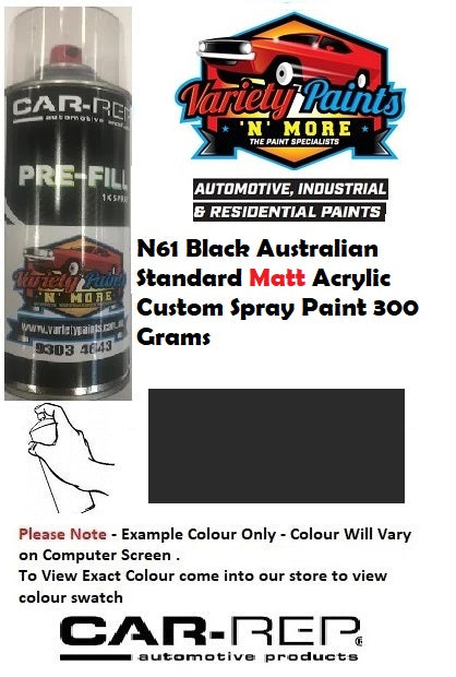 N61 Black Australian Standard Matt Acrylic Custom Spray Paint 300 Grams