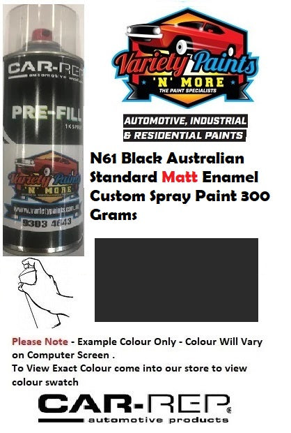 N61 Black Australian Standard MATT Enamel Custom Spray Paint 300 Grams