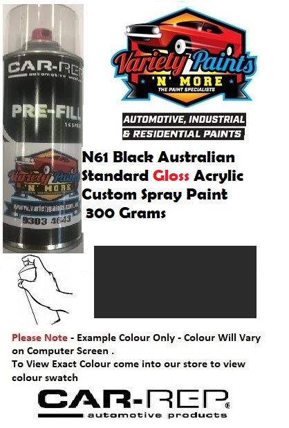 N61 Black Australian Standard Gloss Acrylic Custom Spray Paint 300 Grams