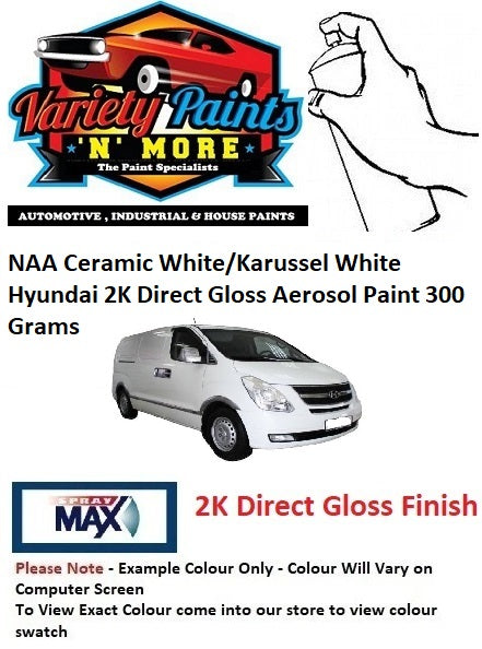 NAA Ceramic White/Karussel White Hyundai 2K Direct Gloss Aerosol Paint 300 Grams