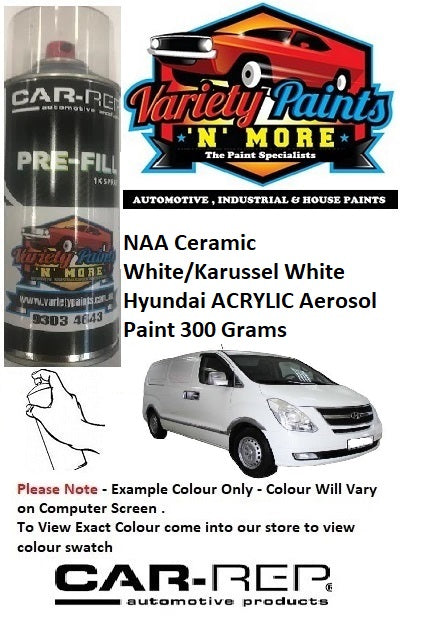 NAA Ceramic White/Karussel White Hyundai Standard Acrylic Aerosol Paint 300 Grams