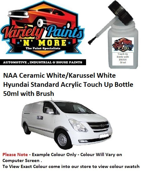 NAA Ceramic White/Karussel White Hyundai Standard Acrylic Touch Up Bottle 50ml with Brush
