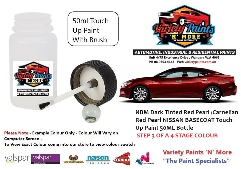 NBM Dark Tinted Red Pearl /Carnelian Red Pearl NISSAN BASECOAT Touch Up Paint 50ML Bottle